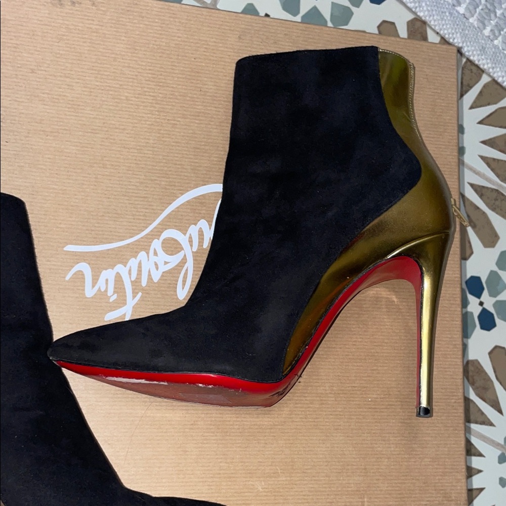 Black and Gold Louboutins Ankle Boots